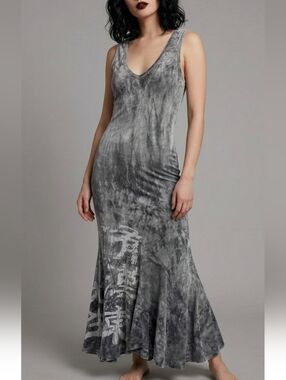 Rare Y2K The People Of The Labryinths Velvet sleeveless maxi dress Size Small